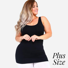 Load image into Gallery viewer, Plus Size Long Waist One Size Fits Tank Top - Black