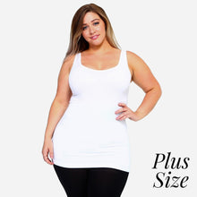 Load image into Gallery viewer, Plus Size Long Waist One Size Fits Tank Top - White