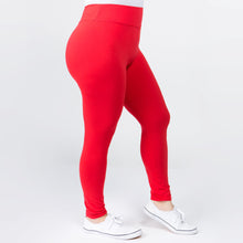 Load image into Gallery viewer, Plus Size Peach Skin 3in Waist Legging - Red
