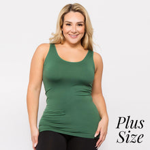Load image into Gallery viewer, Plus Size Long Waist One Size Fits Tank Top - Dark Green