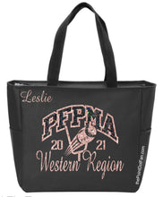 Load image into Gallery viewer, PFPMA Western Region Zipper Tote - Diamond Black on Rose Gold