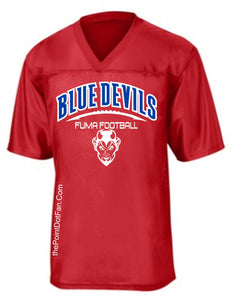 FUMA Blue Devils Football Dad Jersey - Red / S - Red / M - Red / L - Red / XL - Red / 2X - Red / 3X - Red / 4X