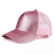 CC Glitter Monogram High PonyTail Cap - Light Pink