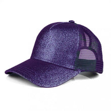 CC Glitter Monogram High PonyTail Cap - Purple