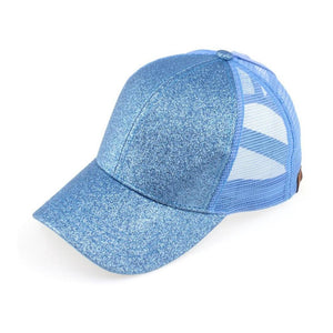 CC Glitter Monogram High PonyTail Cap - Ligth Blue