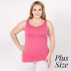 Plus Size Long Waist One Size Fits Tank Top - Hot Pink