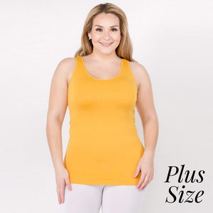 Plus Size Long Waist One Size Fits Tank Top - Gold