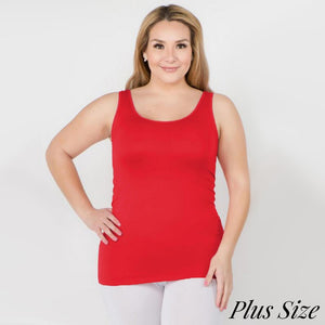 Plus Size Long Waist One Size Fits Tank Top - Red