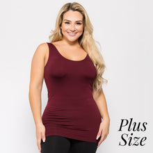 Plus Size Long Waist One Size Fits Tank Top - Burgundy