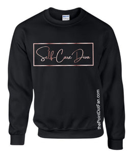 Self Care Diva Glitter Logo Crew Neck Sweatshirt