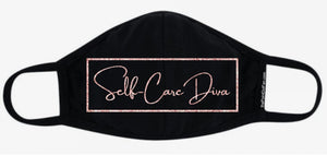 Self Care Diva Mask Light Performance Fabric XL - Self Care Diva Logo Rose Gold